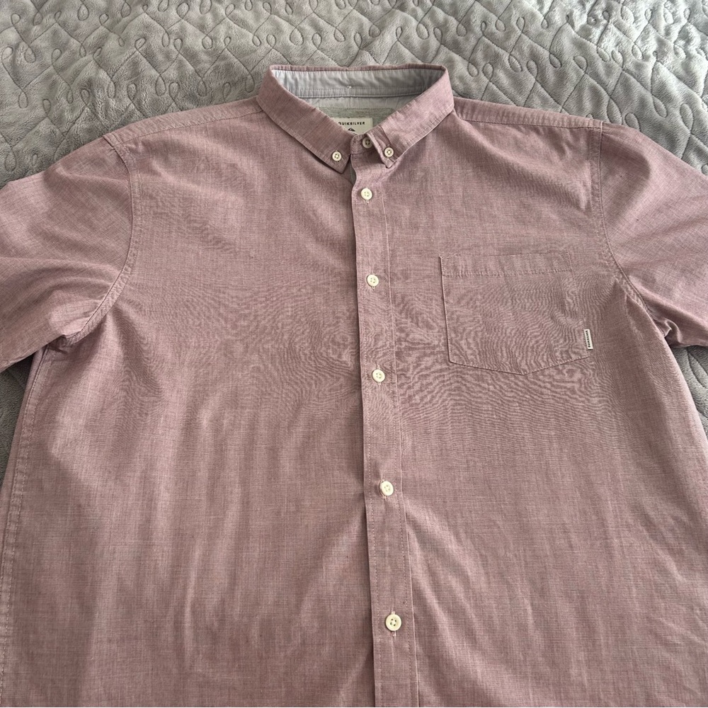 Quiksilver Men's Mauve Button-Down Shirt